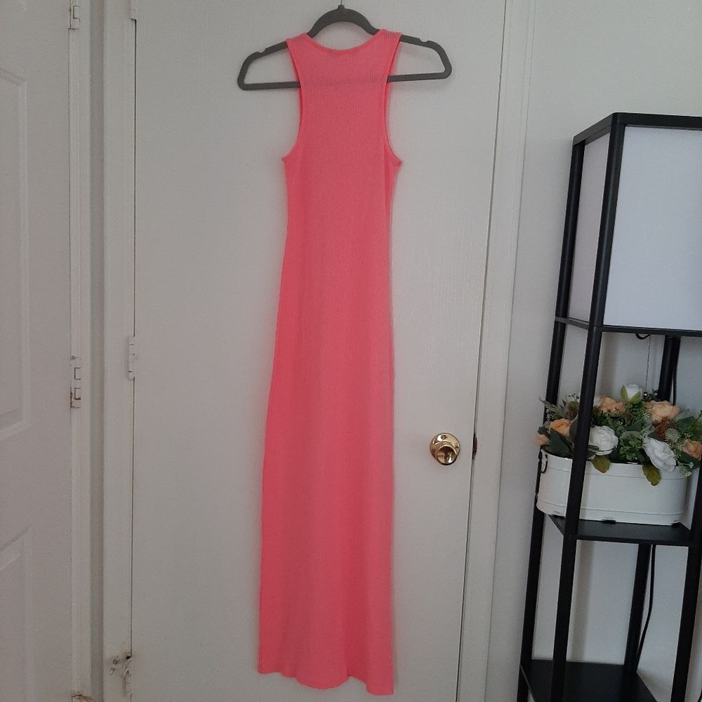 Derek Heart Ribbed Fit Maxi Neon Dress Small - Picture 3 of 6